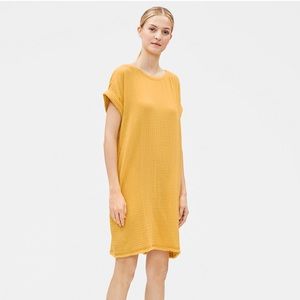 Breezy Eileen Fisher gauzy dress in marigold